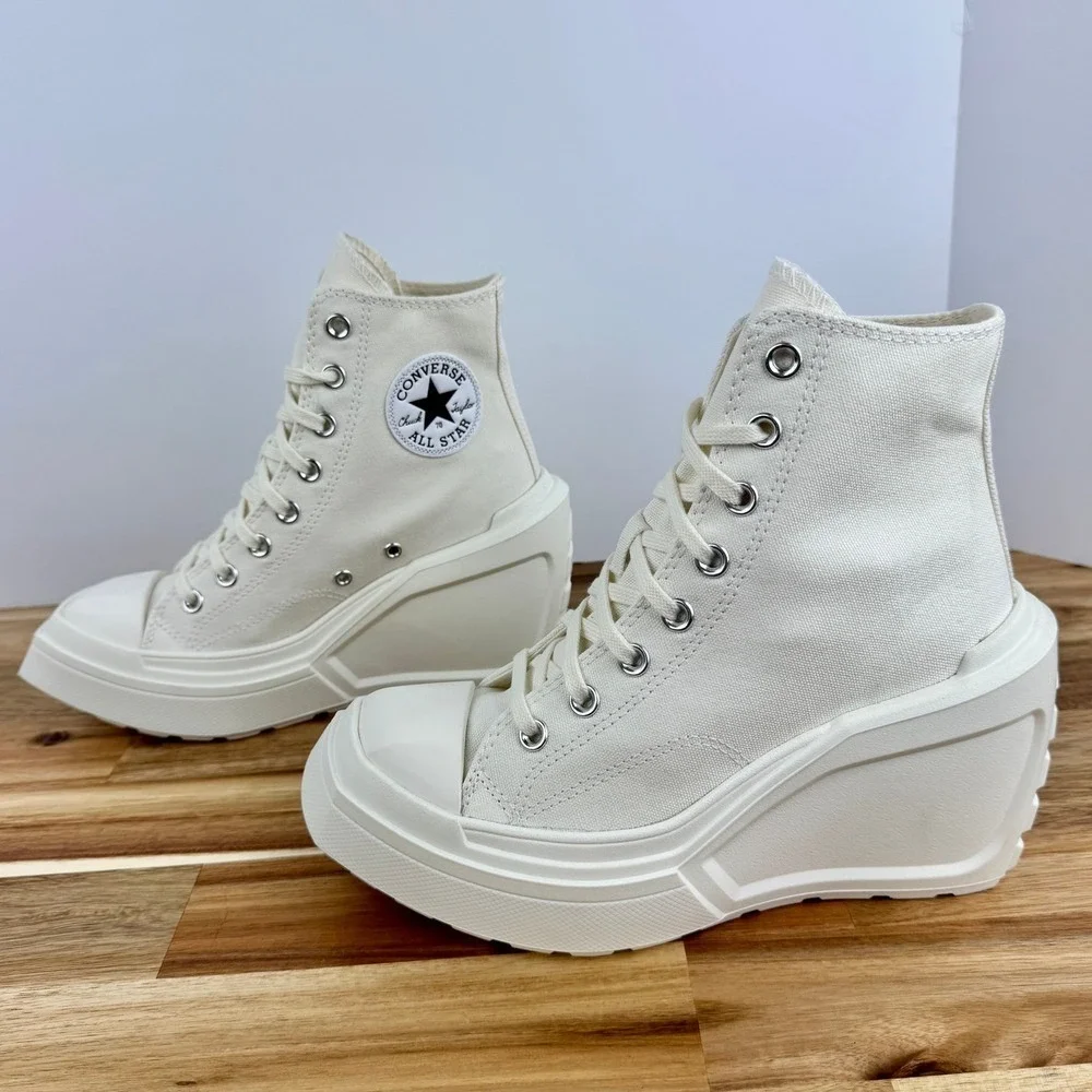 NEW Converse Chuck 70 De Luxe Wedge Heels White Platform Canvas High Top Shoes